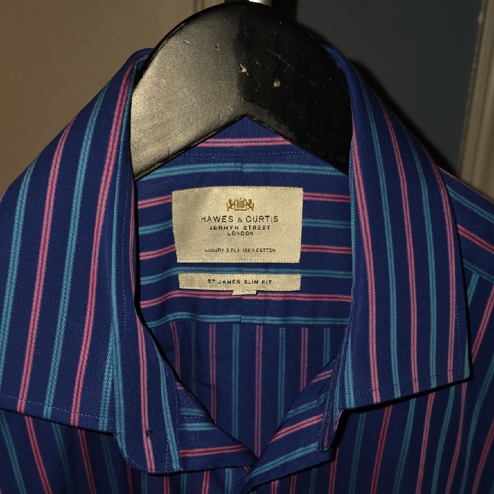 Hawes & Curtis Blue and Pink Striped Shirt